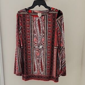 Tribal Women's Vibrant Red and Black Paisley Blouse